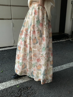 半裙 METWO 半身裙女夏季 复古南法度假小众花花长款 20838 hers法式