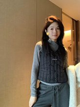 METWO 2204新款秋冬三明治保暖马甲女加绒保暖背心短款百搭内胆