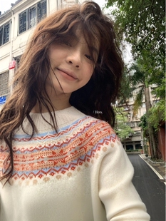 一勺甜 hers复古费尔岛系列保暖毛衣女2025秋冬休闲针织上衣92561