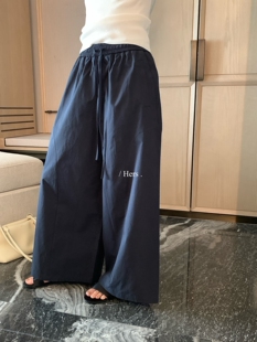女80249 春夏简约日常轻运动感抽绳休闲阔腿裤 一勺甜 Hers