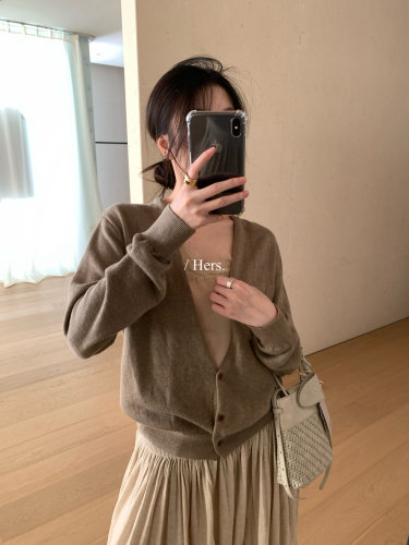 一勺甜【Hers】气质慵懒真两件拼接蕾丝内里针织开衫2026秋62152