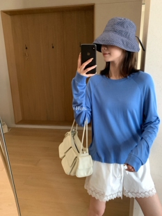 26年早春 简约休闲百搭圆领舒适插肩袖 长袖 T恤女80138 Hers