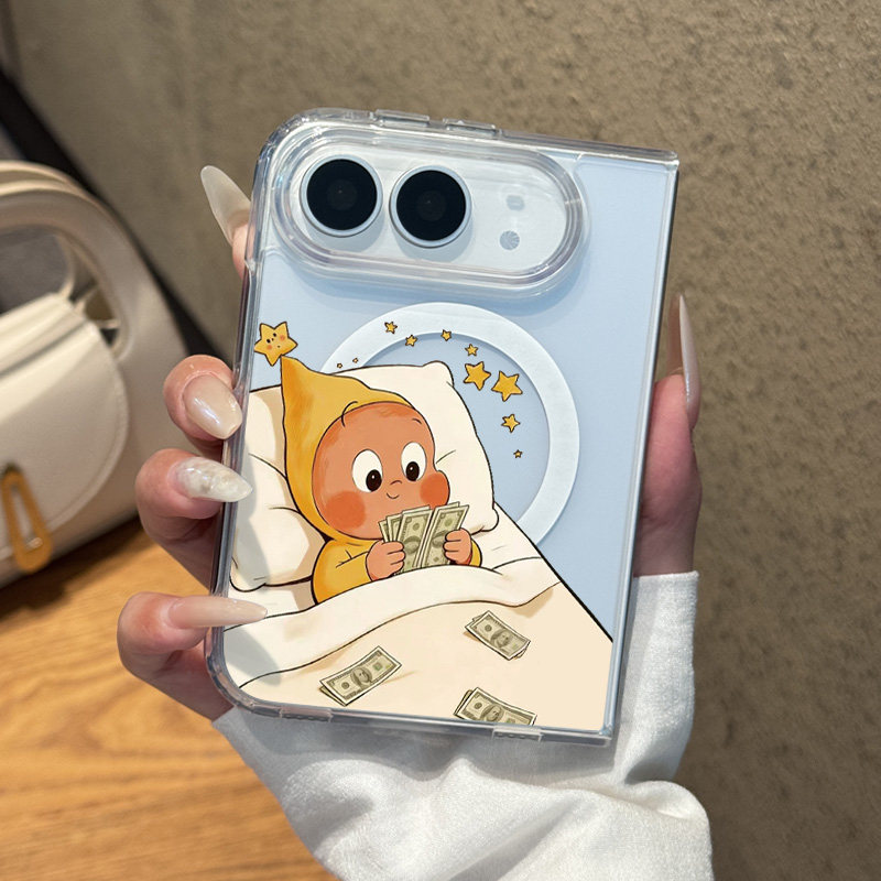 适用苹果duo折叠屏手机壳新款iphoneduo透明磁吸充电保护套苹果18fold阔折叠ip18超火卡通可爱18duo外壳女
