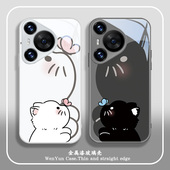 适用华为nova14手机壳mate70猫咪蝴蝶p80新款 p60art玻璃13防摔12情侣p50卡通p40pro荣耀200可爱女100pro外壳