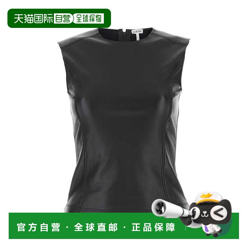 LOEWE 罗意威 女士 黑色皮革布织上衣 S359Y30L11BLACK