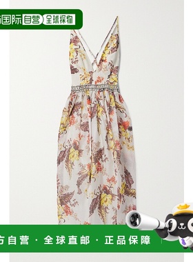 1h可退 潮奢 ZIMMERMANN 女士 Matchmaker 精饰印花亚麻真丝混纺