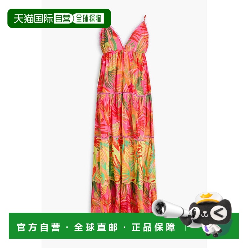1h可退 潮奢 FARM RIO 女士 层叠印花棉纱长款连衣裙 309301MULTI