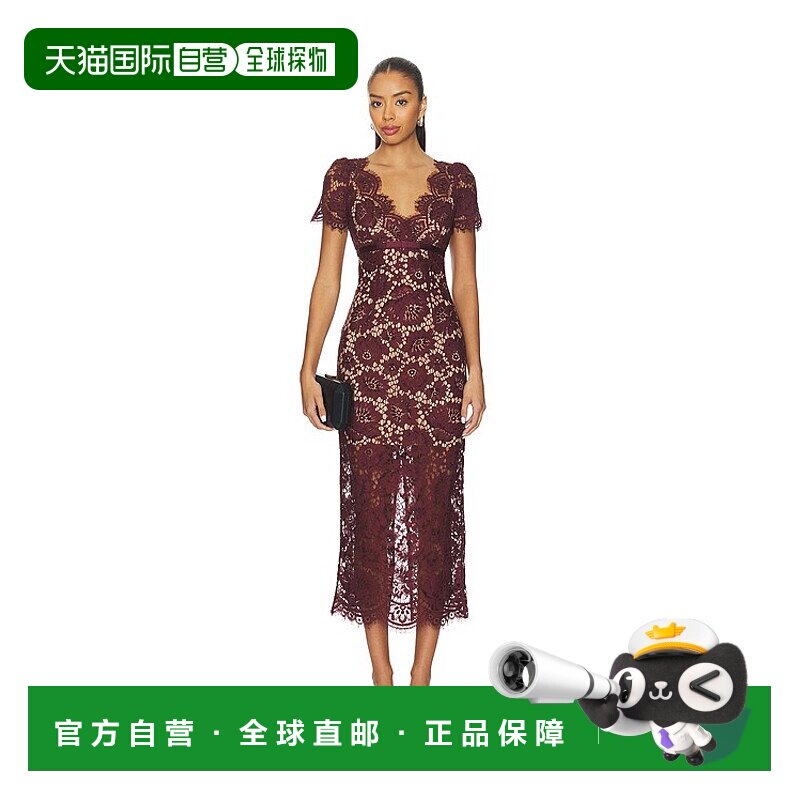1h可退 潮奢 Self-Portrait 女士 花朵蕾丝中长连衣裙 AW25096MBU