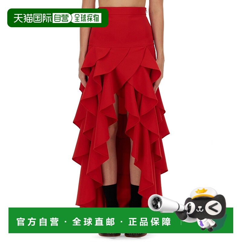 1h可退 潮奢 Moschino 莫斯奇诺 女士 绉纱荷叶边半身裙 01045424