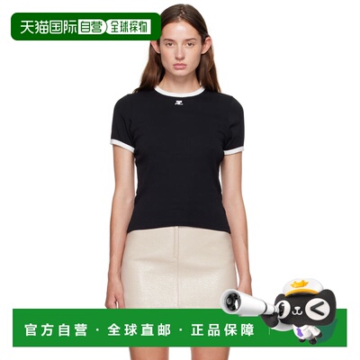 Courreges 女士 黑色 Signature Contrast T恤 VESJTS017JS0070