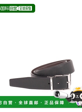 PRADA 男士腰带 2CC004053F00XF SS2025 黑色 TWO-TONED SAFFIANO