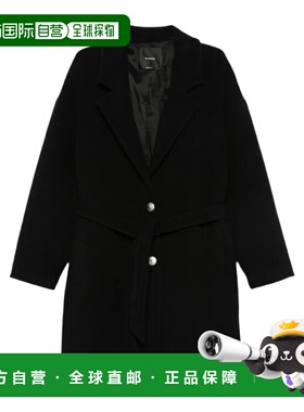 PINKO 女士大衣 105685A2SMZ99 AW2025 黑色翻领长袖大衣外套女装