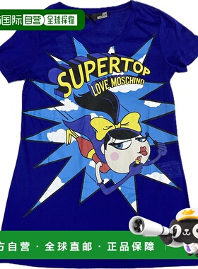 1h可退 MOSCHINO 女士T恤 W4F9825M3049Y56 AW2021 蓝色 短袖T恤