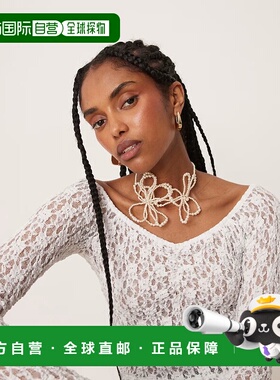 1h可退 潮奢 ASOS 女士 设计人造珍珠花朵短项链