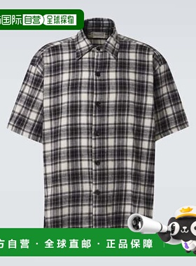 1h可退 潮奢 Greg Lauren 男士 格子棉质衬衫 black黑色 舒适时尚