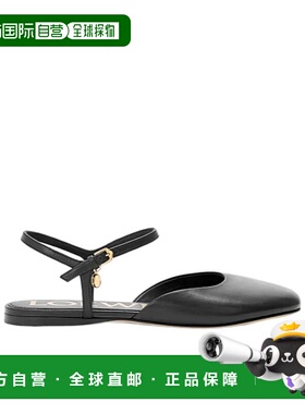 LOEWE 女士凉鞋 LLST466X101100 AW2025 黑色 露跟平底芭蕾舞凉鞋