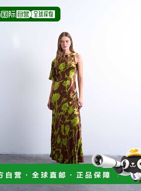 1h可退 潮奢 Topshop 女士 occasion 不对称袖全下摆绿色模糊玫瑰