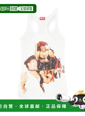 DIESEL 男士T恤 P015530SPCI100 AW2025 白色 图案印花背心