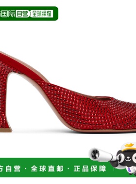 1h可退 潮奢 Amina Muaddi 女士 红色 Iris Crystal 高跟鞋 IRISC