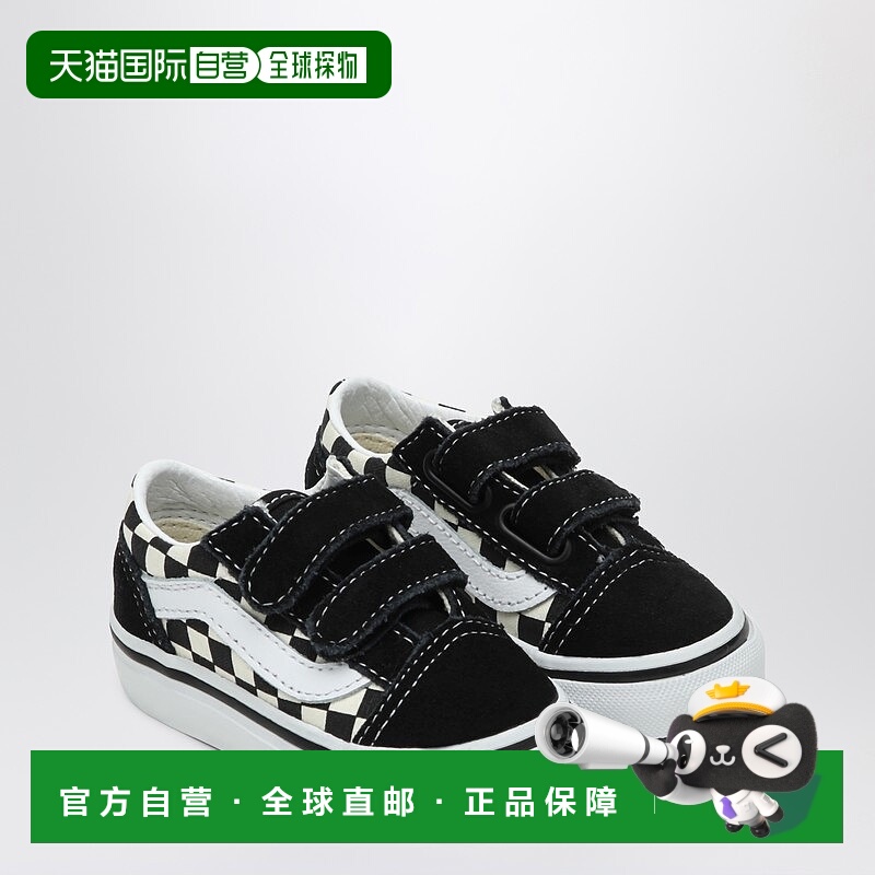 1h可退 潮奢 Vans 范斯 男童 Old Skool 格纹图案运动鞋(白色/黑)