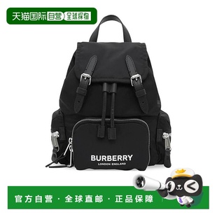 BURBERRY 女士双肩包 80212581 AW2021 黑色 ECONYL小号印花双肩