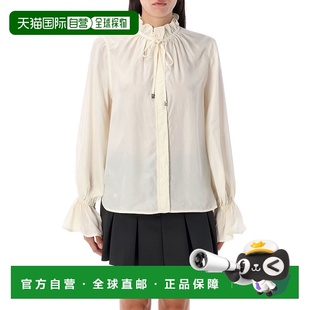 AW2025 白色 Fluid GANNI tie W09287071135 cupro shir 女士衬衫
