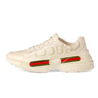 香港直邮GUCCI古驰 Rhyton logo标 低帮 老爹鞋 男款 象牙白