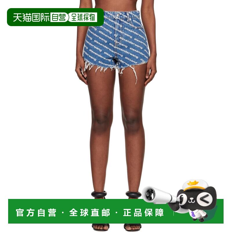 Alexander Wang 亚历山大 王 女士 蓝色 Bite Logo 牛仔短裤 4DC1