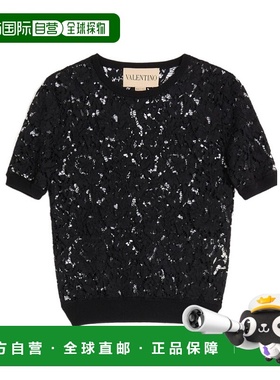 VALENTINO 女士卫衣 BKC71UA340NO SS2025 黑色 圆领短袖上衣