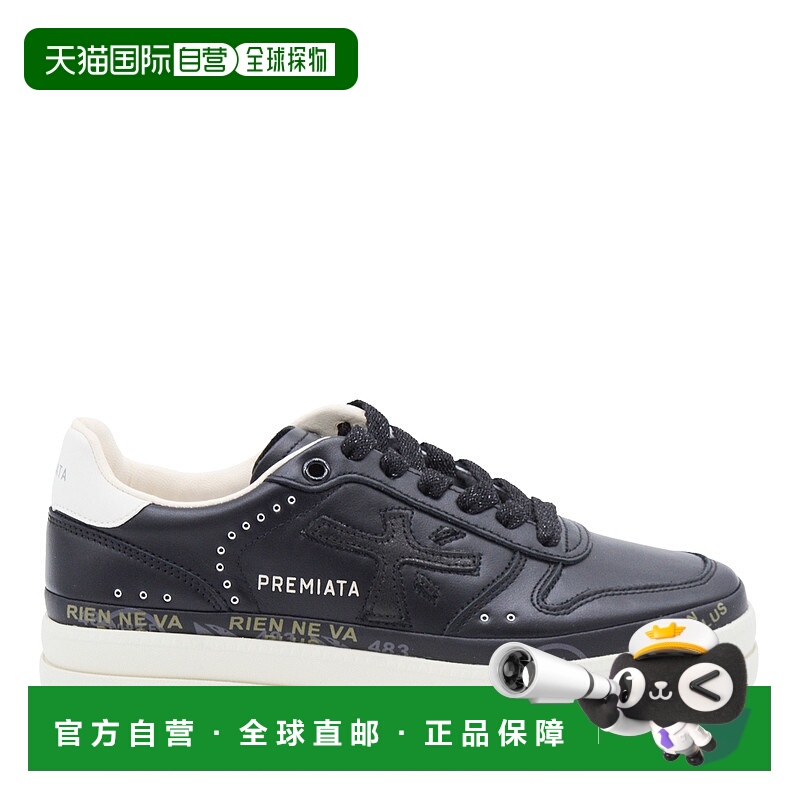 1h可退 潮奢 premiata 女士 MICOL 黑色皮质运动鞋 7014