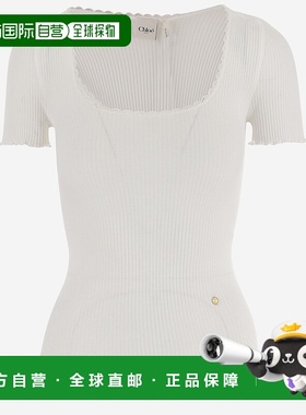 CHLOÉ 女士T恤 CH25WJH02185101 AW2025 白色 Ribbed fitted top