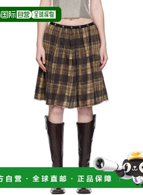 1h可退 潮奢 R13 女士 棕色 Knee-Length Kilt 双面半身裙 R13WR4