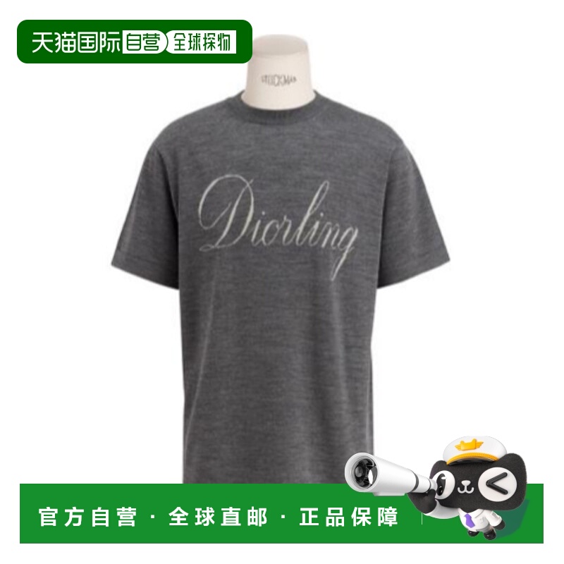 1h可退 DIOR 男士T恤 543M621A3013C880 AW2025 灰色 圆领短袖T恤