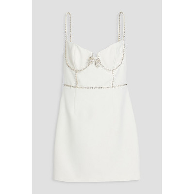 潮奢 Self-Portrait 女士 水晶装饰绉纱迷你连衣裙 SS23168SWWHIT