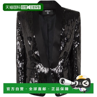 SS2025 黑色 Balmain BALMAIN Neck EF1SM490MG120 女士外套