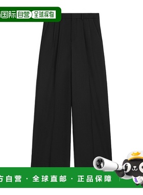 CELINE 女士休闲裤 RP07B673D38UB AW2025 黑色 羊毛华达呢褶裥长