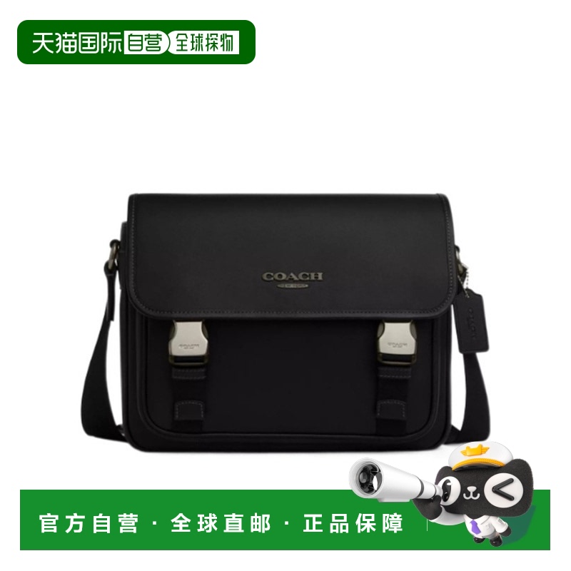 COACH 男士斜挎包 CU110QBBK AW2024 黑色 翻盖斜挎包蔻驰