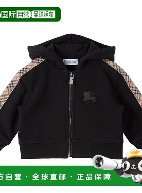 1h可退 潮奢 Burberry 巴宝莉 女童 黑色 Check Trim Cotton Zip