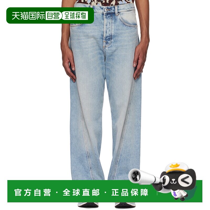 1h可退 潮奢 Lanvin 朗雯 男士 蓝色 Twisted Straight-Leg 牛仔