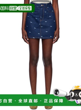1h可退 潮奢 MAISON KITSUNE 女士 蓝色激光印花牛仔短裙 OW01501