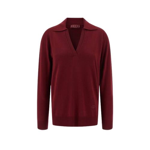 GUCCI 女士针织衫 793883XKFA86318 AW2025 红色 wool V-neck swe