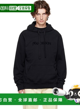 1h可退 潮奢 J.W. Anderson 男士 黑色徽标刺绣连帽衫 JW0214PG16