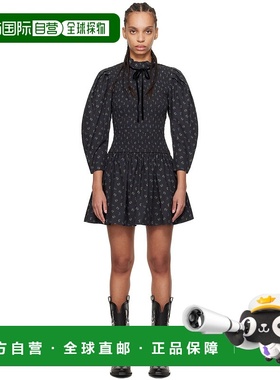 1h可退 潮奢 GANNI 甘尼 女士 黑色 Printed Smock 连衣裙 W0074