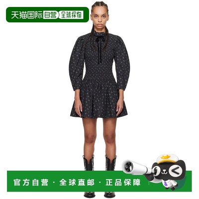 1h可退 潮奢 GANNI 甘尼 女士 黑色 Printed Smock 连衣裙 W0074