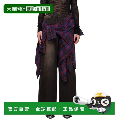 1h可退 潮奢 Juun.J 女士 黑色叠层牛仔裤 & 衬衫套装 JW4921W01