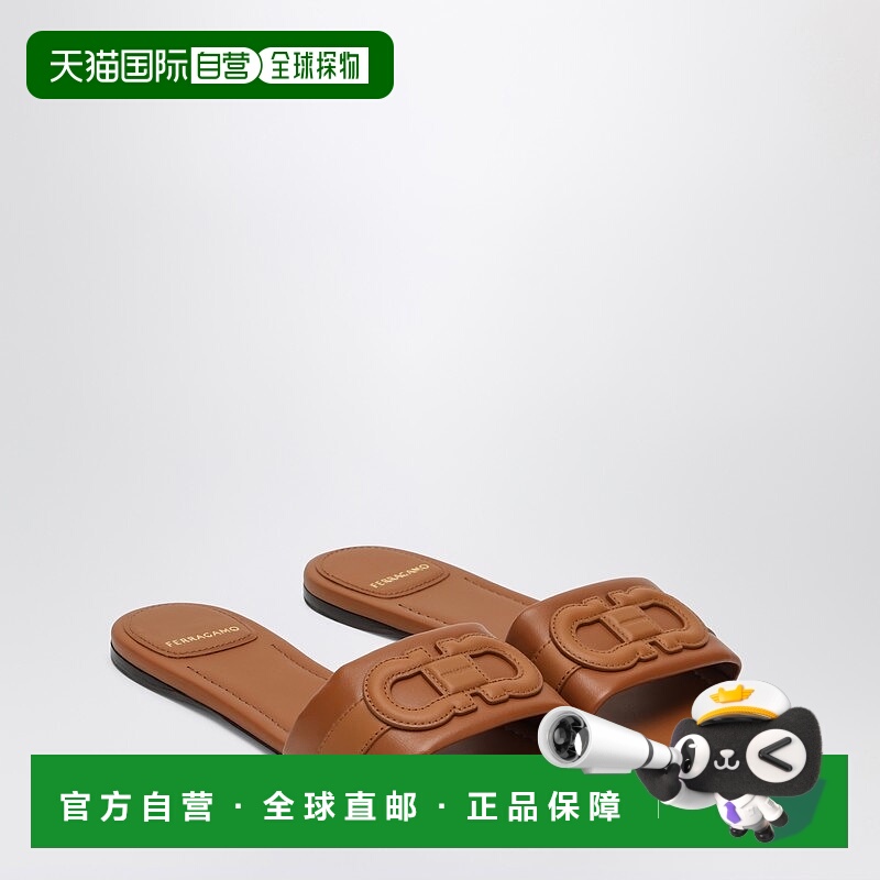 1h可退 潮奢 Salvatore Ferragamo 菲拉格慕 女士 环扣凉拖白兰地