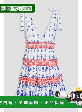 1h可退 潮奢 FARM RIO 女士 蝴蝶结层叠印花棉质迷你连衣裙 32132