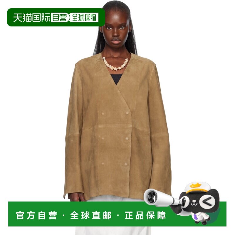 toteme 女士 黄褐色 V-Neck Suede 西装外套 262WRZ0073LE0218104