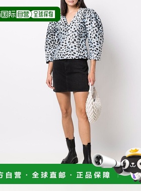 GANNI 女士T恤 F6560135 AW2022 白色 Crispy jacqard fitted V-n