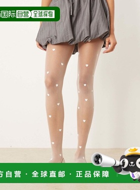 1h可退 潮奢 ASOS 女士 设计心形图案连裤袜(白色)性感